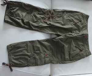 Guess army green embroidery and studs pants